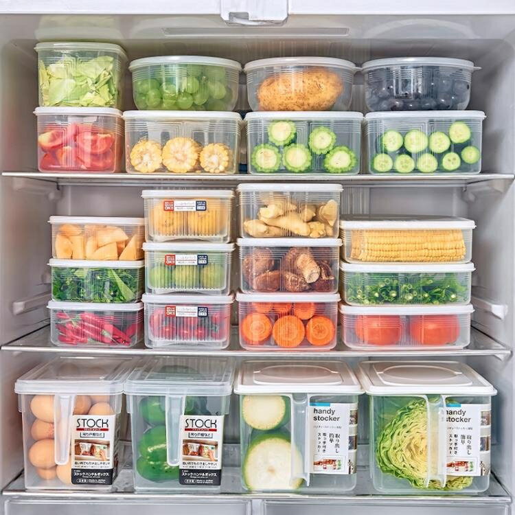 日本進口冰箱收納盒塑料保鮮盒長方形密封盒子食品餃子冷凍整理盒3個 果果輕時尚 全館免運