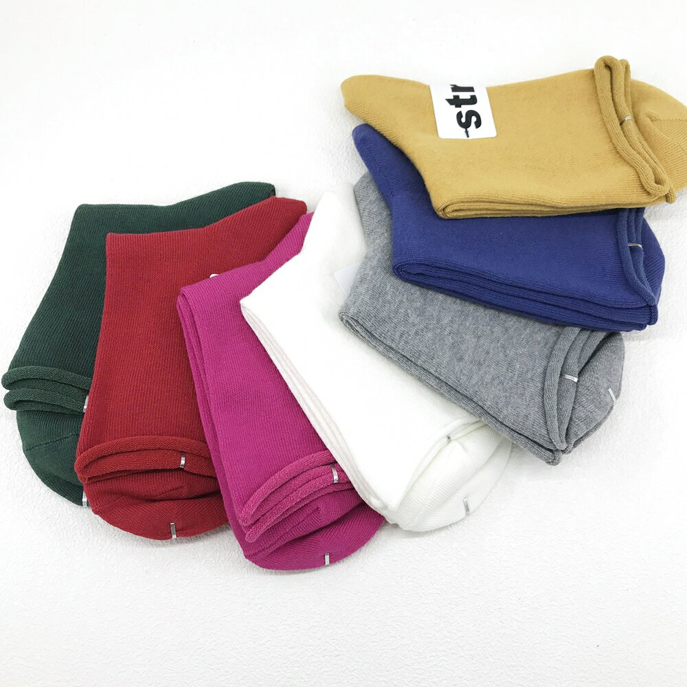 日本製 Stream 彩色 素面 捲邊 短襪 23-25cm｜小鶴日貨