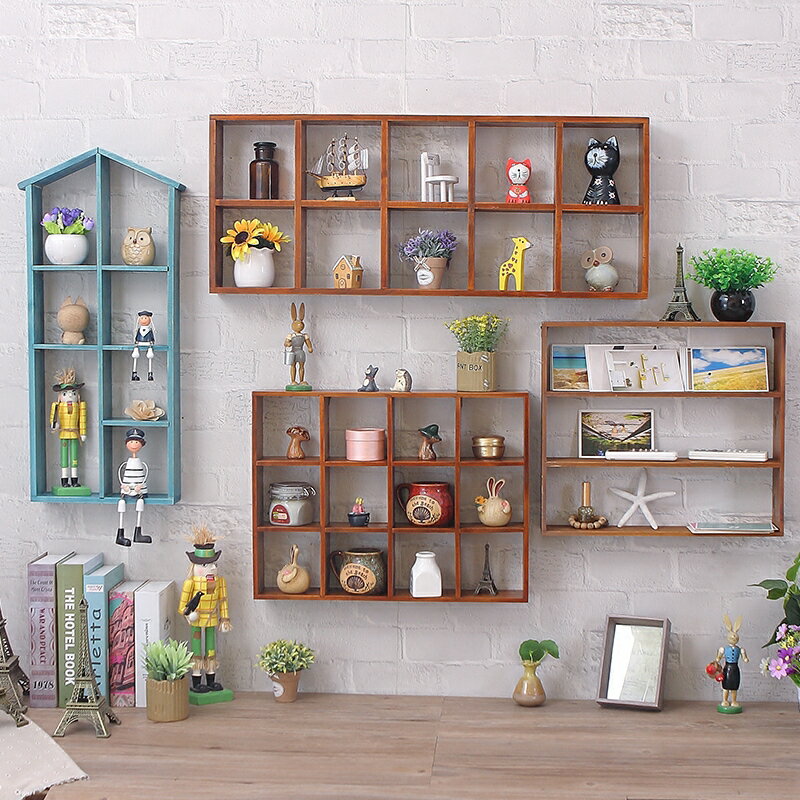 牆上格子架墻壁創意小格子實木置物架掛架掛墻壁掛花盆收納置物柜子墻面墻上bw726 佳幫手居家 Rakuten樂天市場