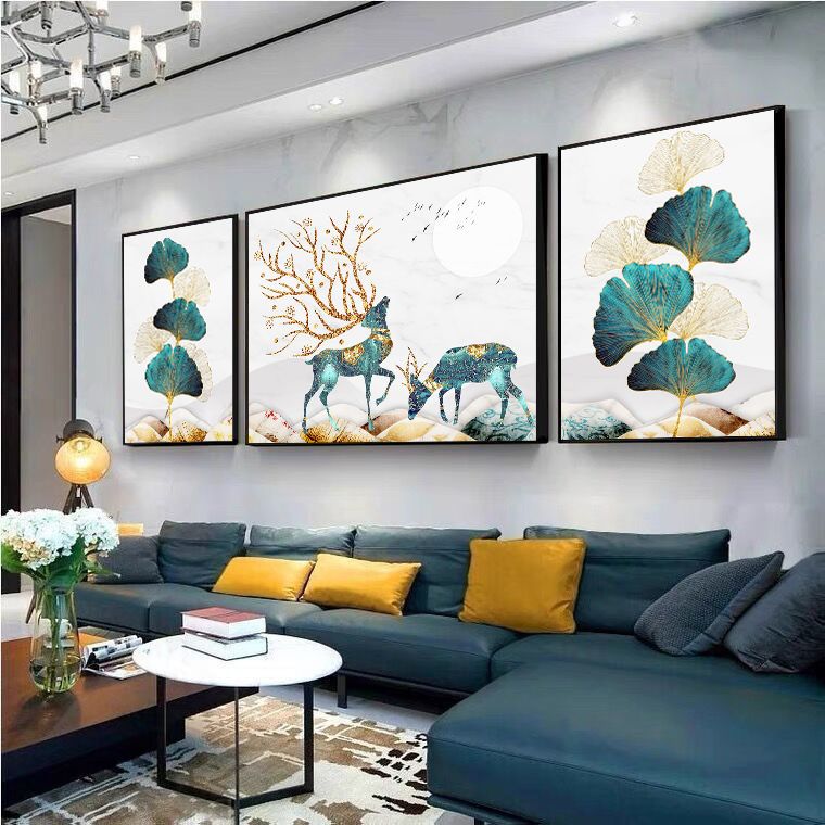 【免運】 美雅閣| 客廳裝飾畫現代簡約沙發背景墻裝飾畫新中式三聯掛畫有框畫免打孔