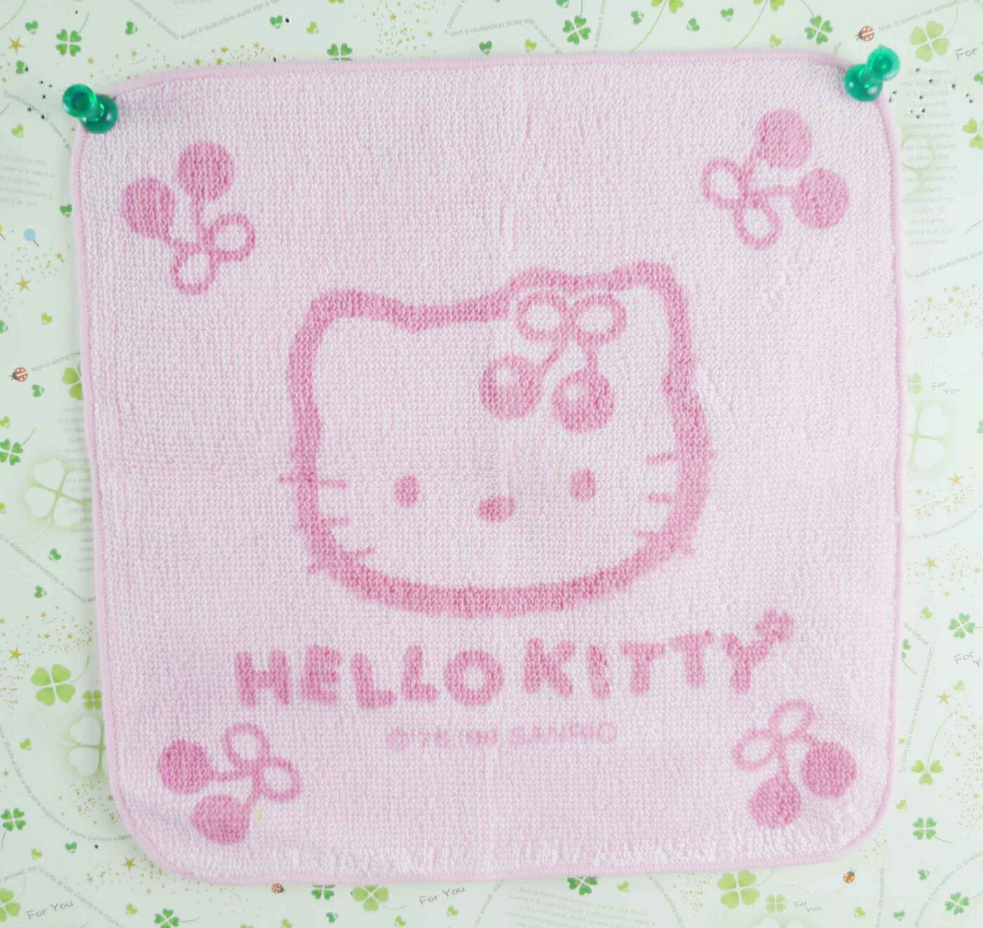 【震撼精品百貨】Hello Kitty 凱蒂貓 方巾/毛巾-粉頭四角櫻桃 震撼日式精品百貨