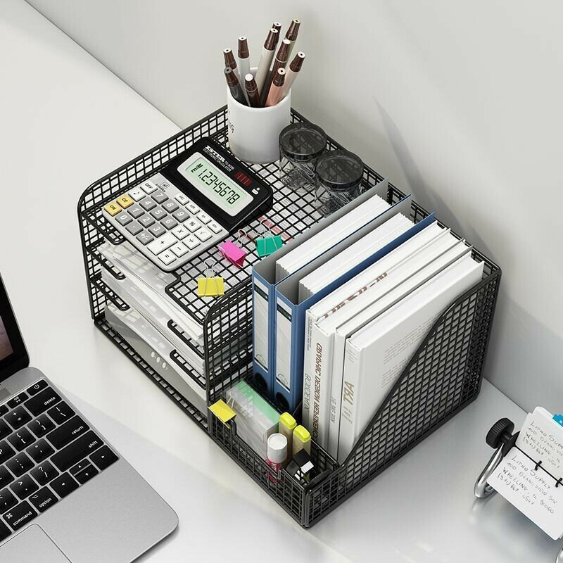 辦公室收納置物架檔案收納盒辦公用品檔案架資料架桌面書架大容量檔案框簡易桌上書架