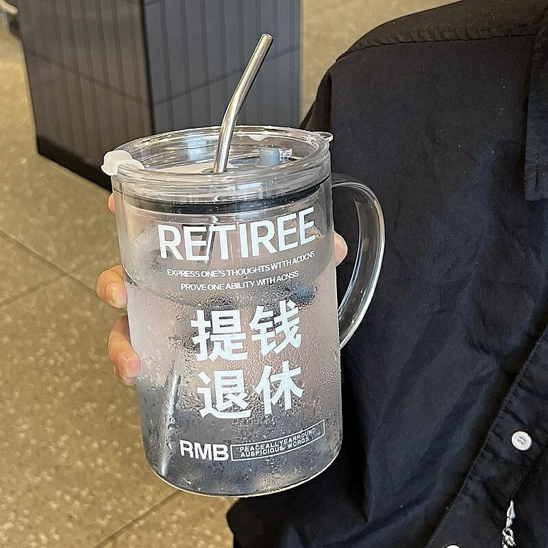玻璃杯 高顏值大容量吸管杯ins耐溫杯子喝水杯防漏硼矽玻璃杯1000ml