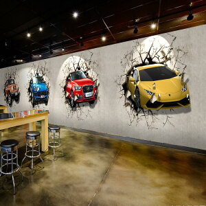 汽車壁紙3d立體壁畫汽修4s店墻紙餐廳酒吧裝飾個性復古工業風墻布
