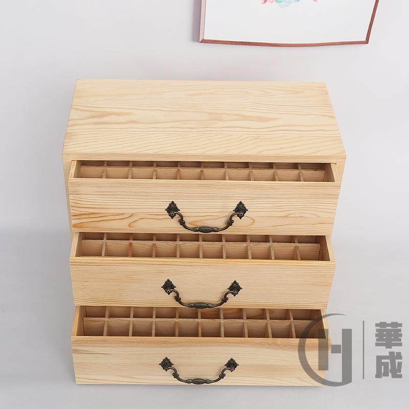 極簡家居 木質收納盒抽屜式三層精油多格木盒 抽拉式精油收藏盒木製收納盒