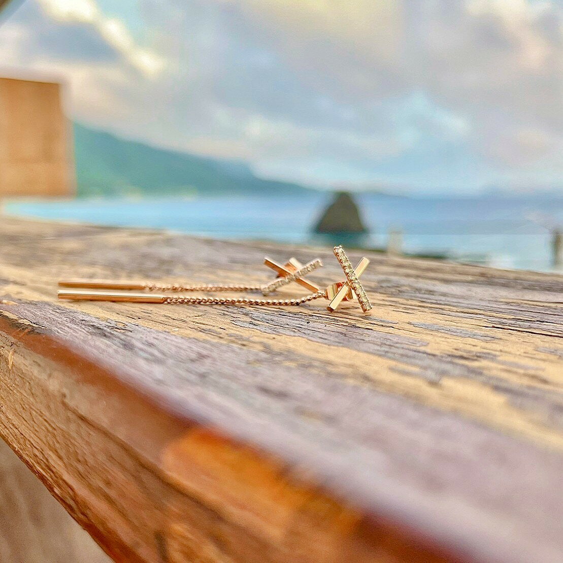 現貨專區｜X粉色亮鑽垂墜銀針耳環(Z-hdes10)｜送禮推薦★【APP下單點數4倍送】