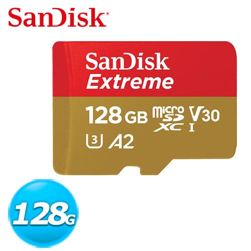 【現折$50 最高回饋3000點】SanDisk Extreme Micro SDXC UHS-I U3/V30 128GB 記憶卡