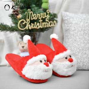 圣誕拖鞋包跟厚底麋鹿防滑圣誕老人。室內冬季鹿角家用毛絨圣誕節1入