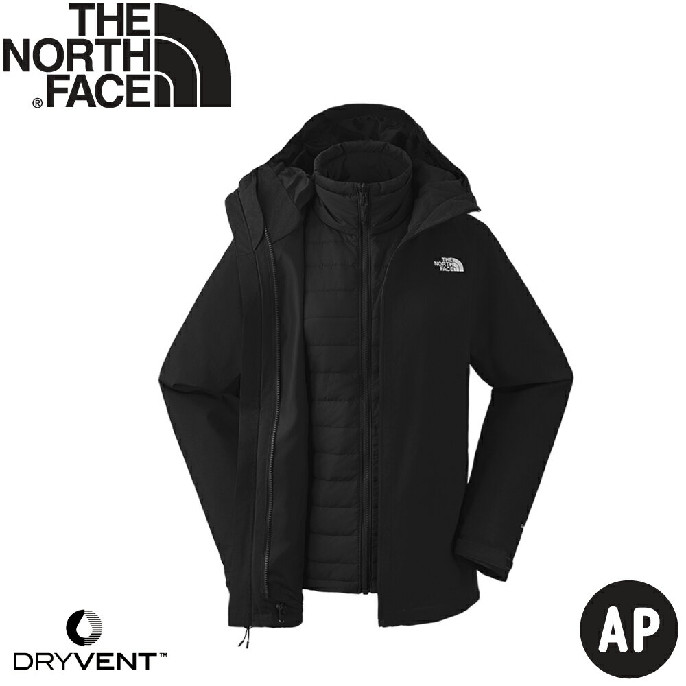 【The North Face 女 DV防水兩件式化纖外AP《黑》】5B1X/登山/防水透氣/防風/出國