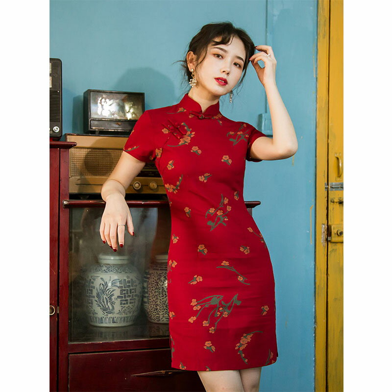老上海民國風年輕款少女復古短款新式文藝旗袍小個子中式連衣裙夏