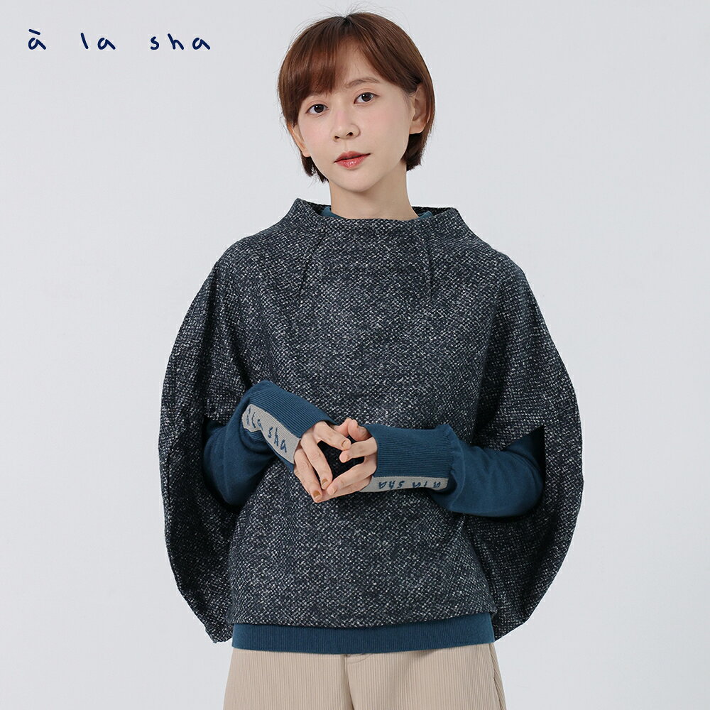 a la sha 點點毛尼斗篷背心 1