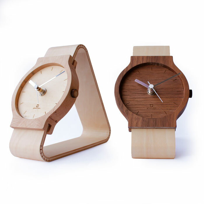 日本製 YAMATO Watches clock 手錶造型 時鐘 桌上型 置鐘 木製 木頭 工藝 雜貨