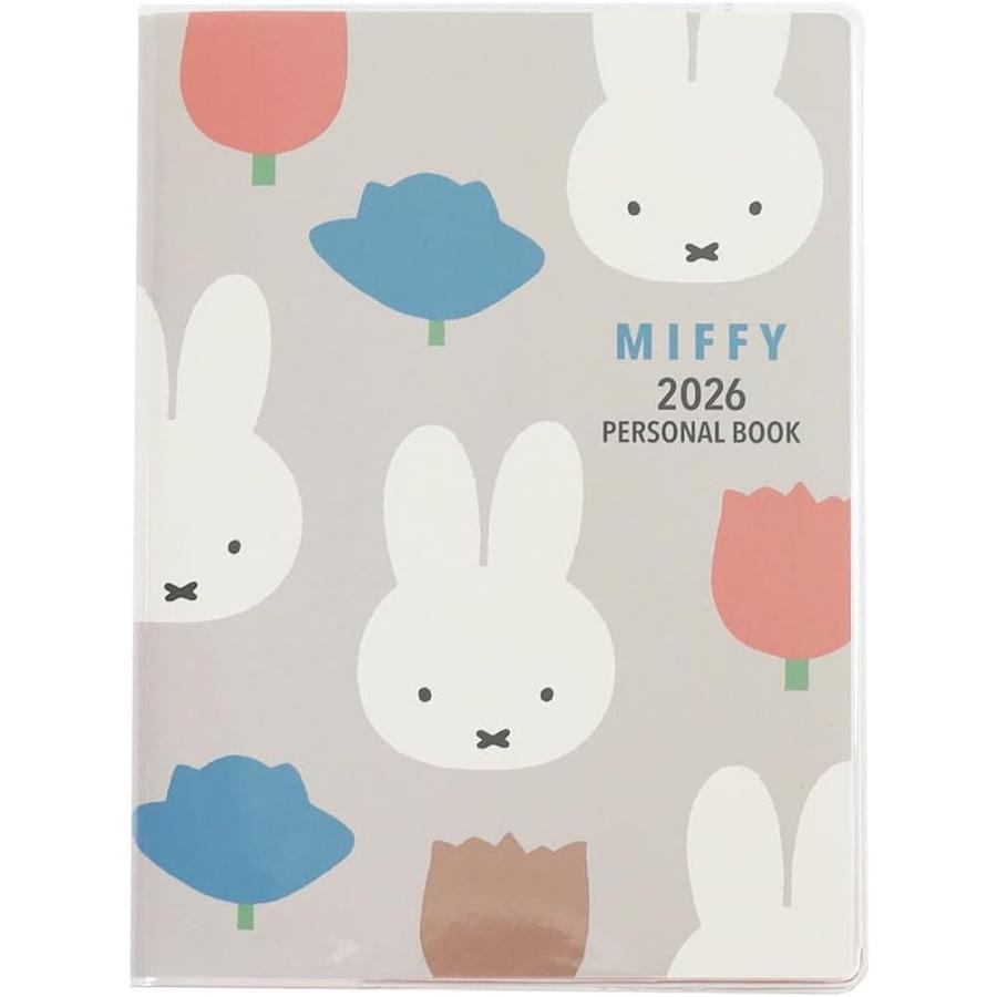 【震撼精品百貨】2026年掛曆/年曆/手帳~米菲兔/米飛兔 Miffy 2026 B6年曆手帳本-灰大臉花朵*05405