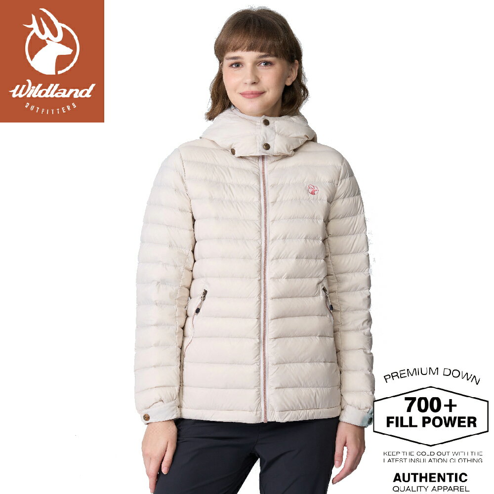 【Wildland 荒野 女 700FP可拆帽輕暖羽絨外套《北歐白》】0B22101/輕羽絨夾克/機能外套