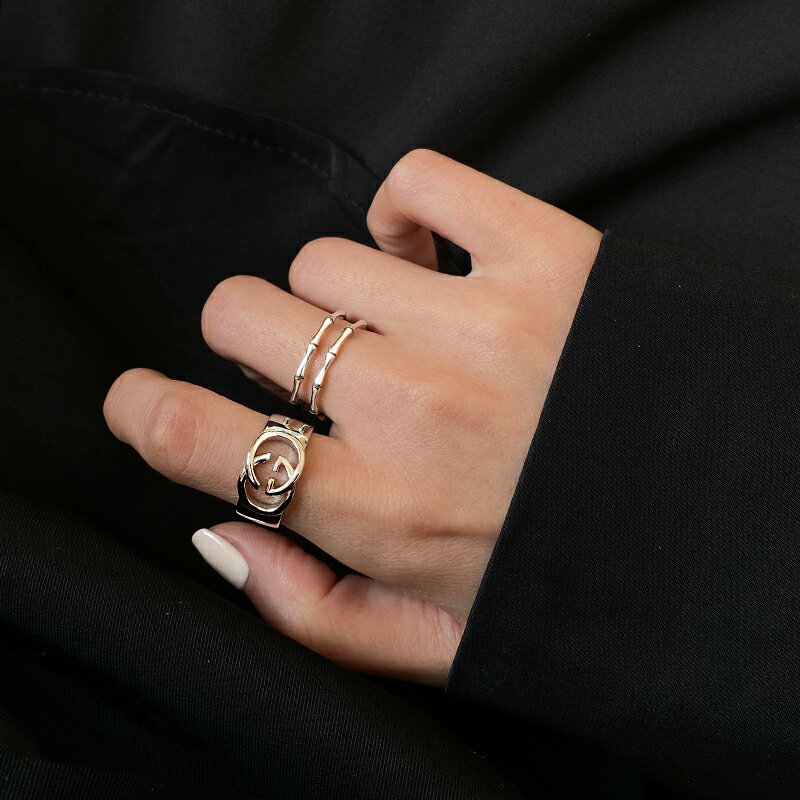 925純銀雙層竹節戒指女不婚主義食指戒冷淡風時尚小素圈個性指環 3