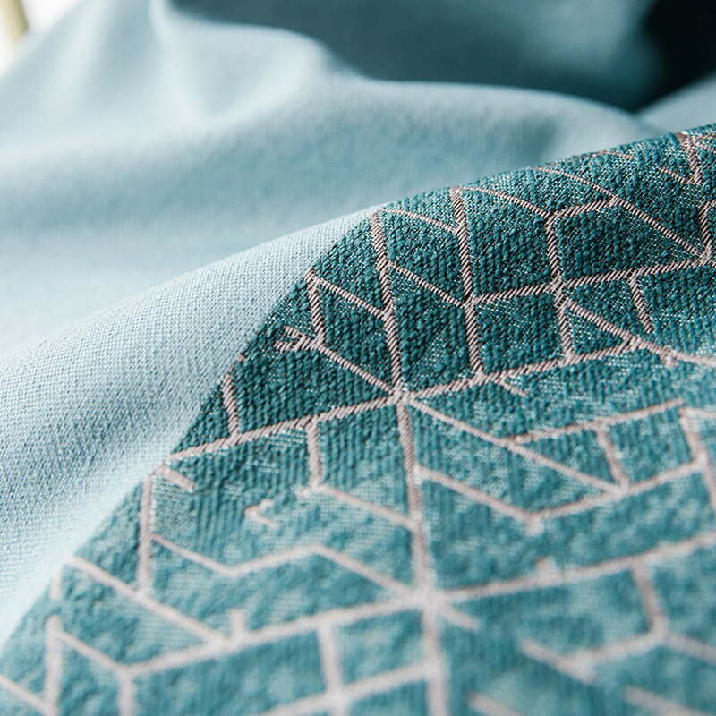 新款窗簾布仿亞麻拼接純色布料簡約遮光散剪千鳥格花邊 9