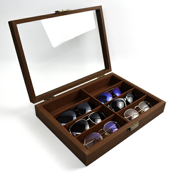 眼鏡收納盒 8格全深咖木紋【NAWA179】