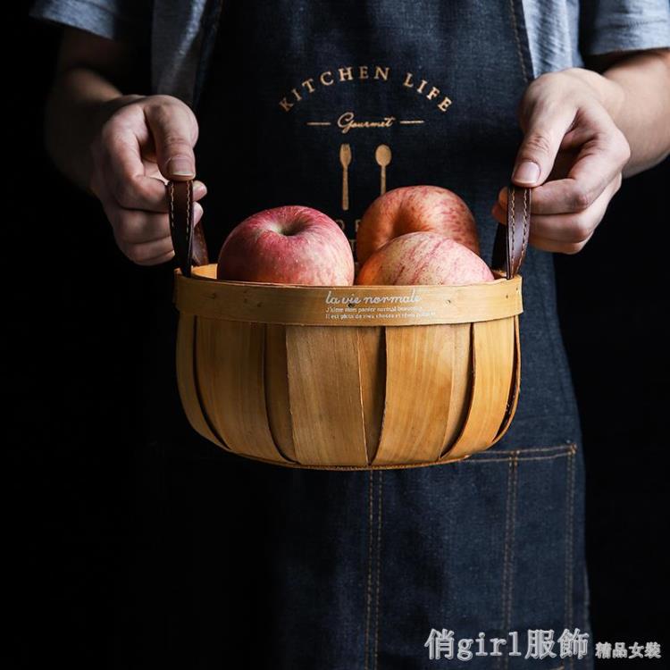 日式手工編織籃子桌面零食收納筐水果籃面包籃野餐手提籃小【四季小屋】
