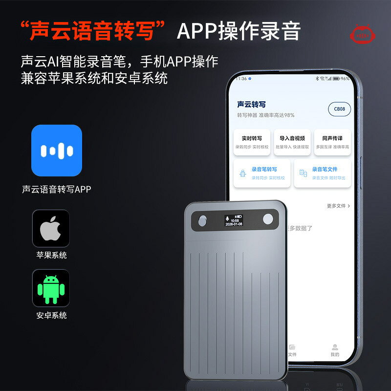 錄音筆 錄音棒 高畫質錄音筆 專業錄音筆 迷你錄音筆 熱銷AI卡片錄音筆 同聲傳譯自帶磁吸智能總結思維導圖錄音機