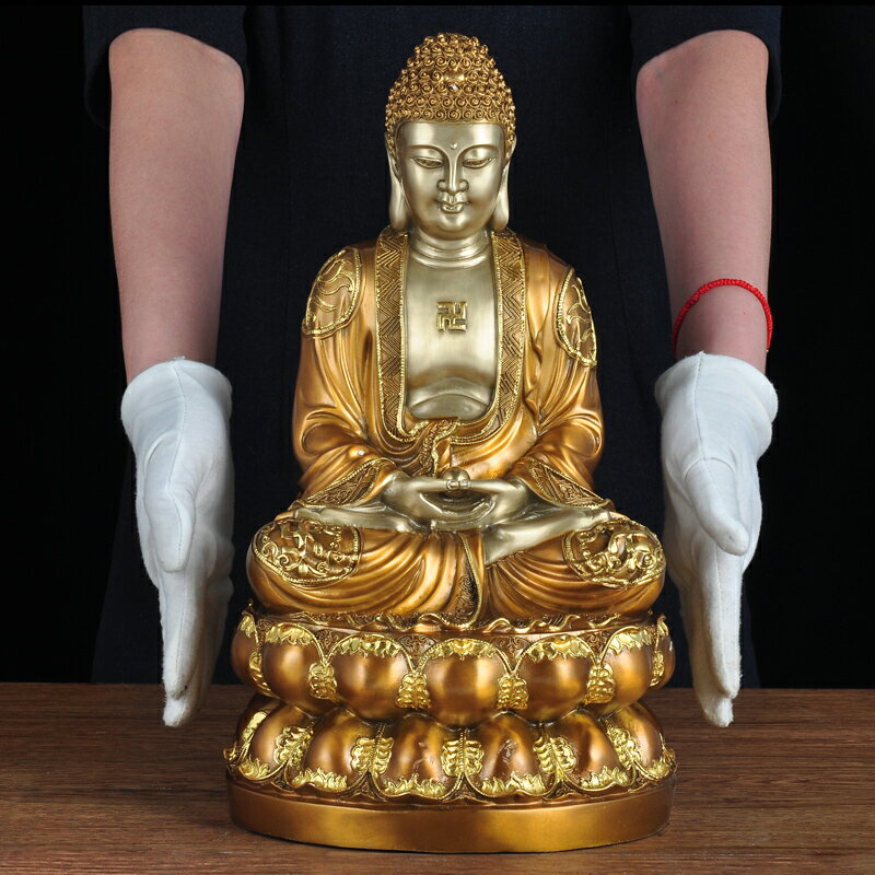 純銅釋迦牟尼佛像擺件供奉家居佛堂寺廟大日如來佛祖銅像工藝品