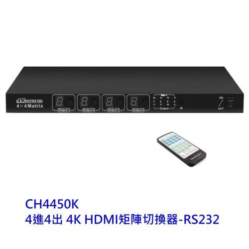 PANIO 矩陣切換器 【CH4450K】 4進4出 4K HDMI RS232 新風尚潮流