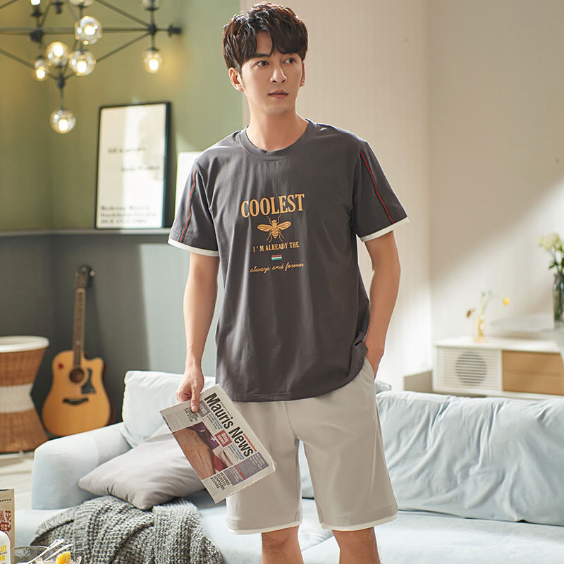 新款睡衣男士夏季棉質薄款短袖短褲套裝男童陽光帥氣居家服可外穿