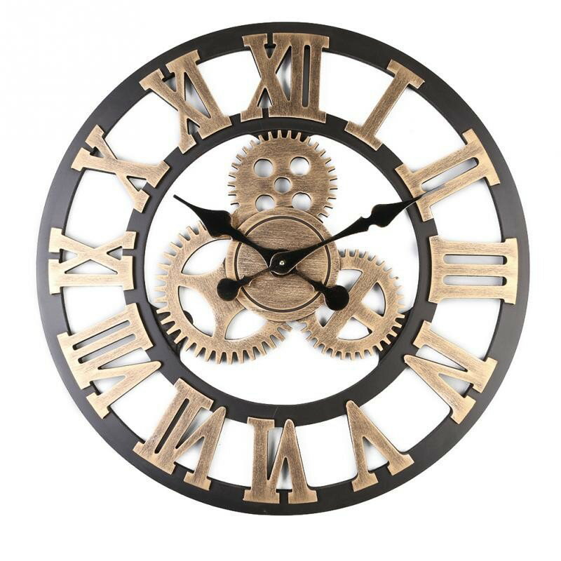 掛鐘 時鐘 歐式羅馬齒輪鐘客廳靜音掛鐘 裝飾齒輪wall clock客廳墻鐘「限時特惠」