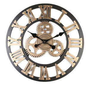 歐式羅馬齒輪鐘客廳靜音掛鐘 裝飾齒輪wall clock客廳墻鐘「限時特惠」