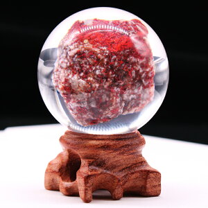 天然水晶原石礦物標本兒童寶石科普教學朱砂球擺件把玩