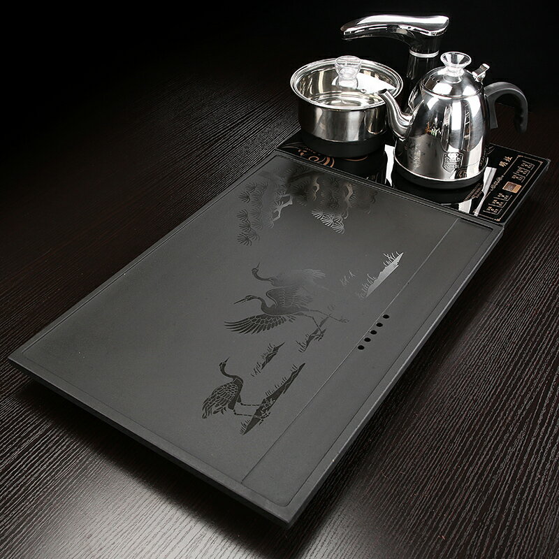 烏金石茶盤茶海實木茶臺家用辦公陶瓷簡約整塊天然石頭茶盤全自動