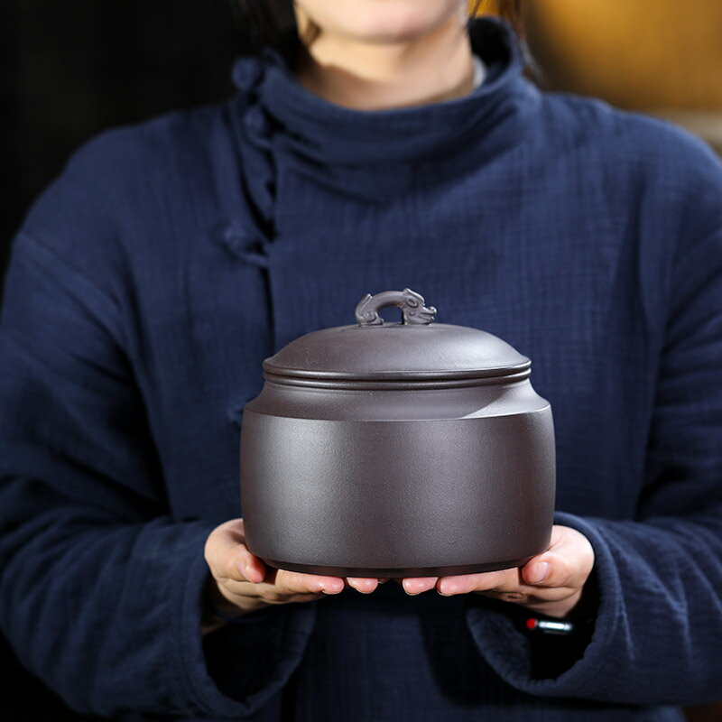 宜興紫砂茶葉罐精品高檔普洱茶醒茶中式復古陶瓷存儲一斤裝散茶罐