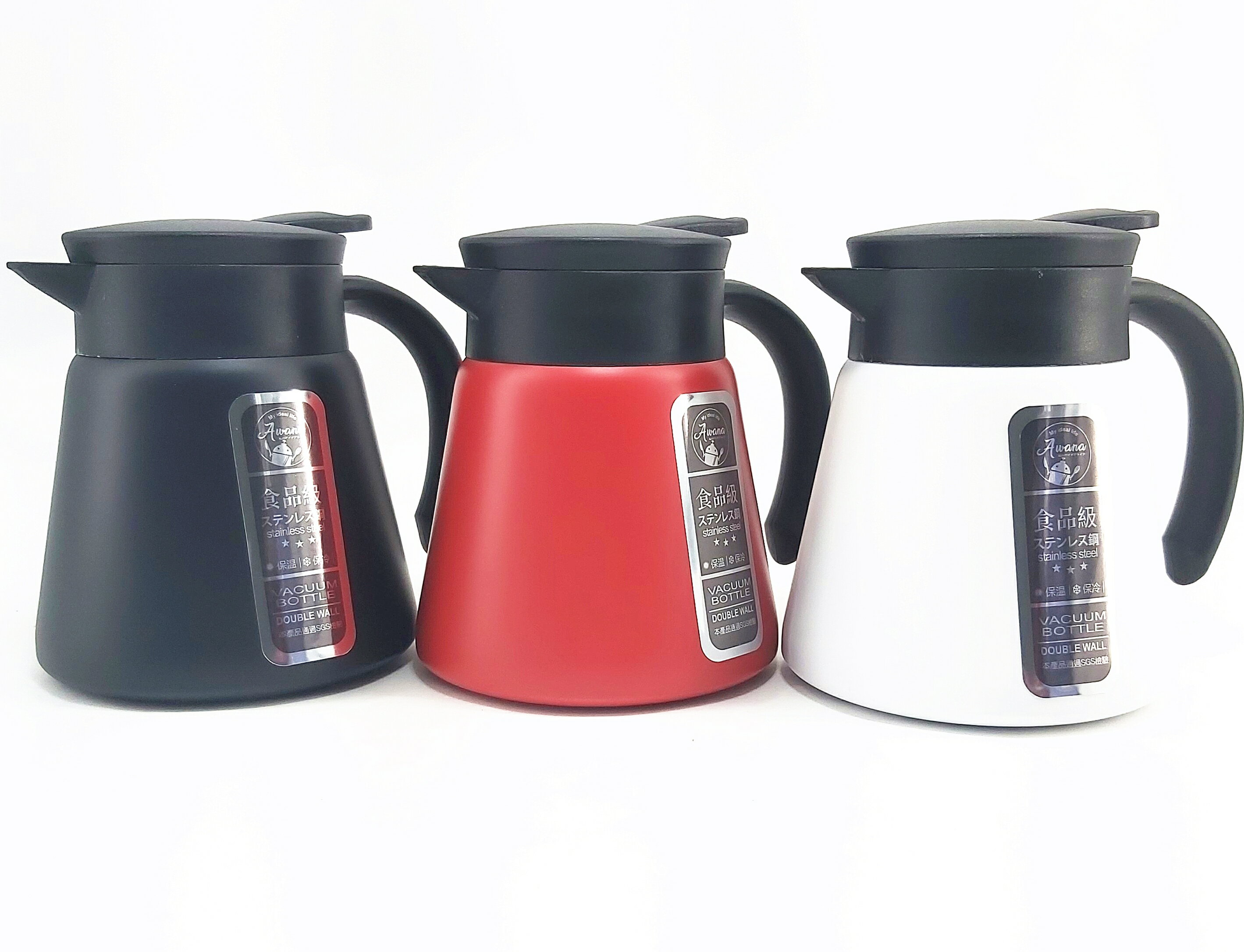Awana日式不銹鋼真空保溫壺 304不銹鋼雙層保溫壺 辦公家用歐式咖啡壺 熱水壺(依凡卡百貨)