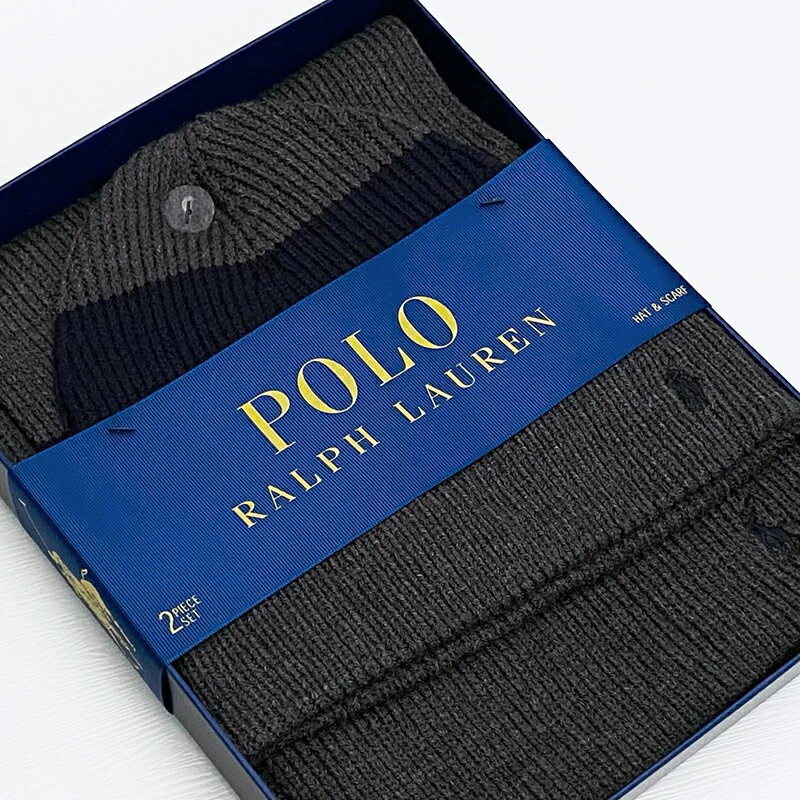美國百分百【全新真品】Ralph Lauren 毛帽 圍巾 配件組 針織 RL 小馬 POLO 灰色 CX88