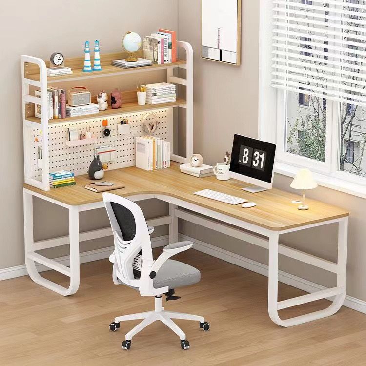 現代奶油風洞洞板電腦桌 【最低價】【公司貨】轉角書桌學生家用書架一體學習桌輕奢◆生活百貨挖寶節 2