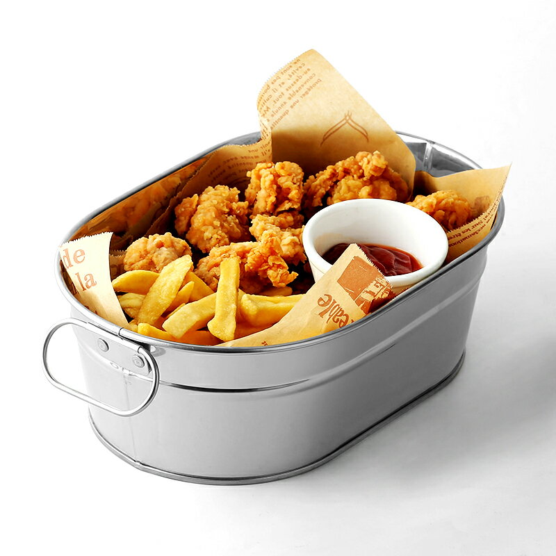 創意304不銹鋼薯條桶迷你裝油炸桶小吃薯條筒炸雞米花籃冰桶餐廳