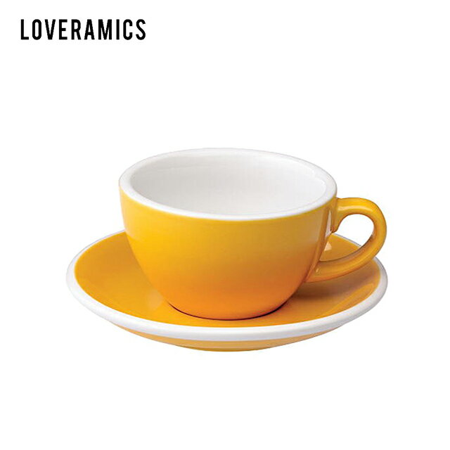 【LOVERAMICS 愛陶樂 】Egg 拿鐵咖啡杯盤組 200ml Yellow 黃色