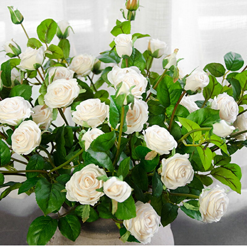 五頭薔薇玫瑰仿真花假花花瓶套裝房間臥室客廳干花束裝飾餐桌花卉