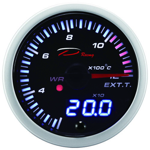 【D Racing三環錶/改裝錶】52mm排氣溫錶EGT，排溫錶。SLD25燈可設定警示雙顯示系列