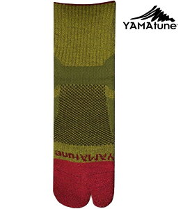 YAMAtune 美麗諾羊毛壓縮兩趾襪/涼鞋襪 Quarter 71024 33 綠/暗紅