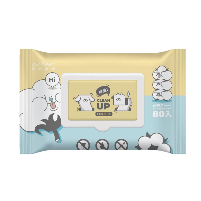 【nu4PET 陪心寵糧】寵物濕紙巾 潔膚濕巾 抑菌潔膚 犬貓可用 植粹濕紙巾 80片