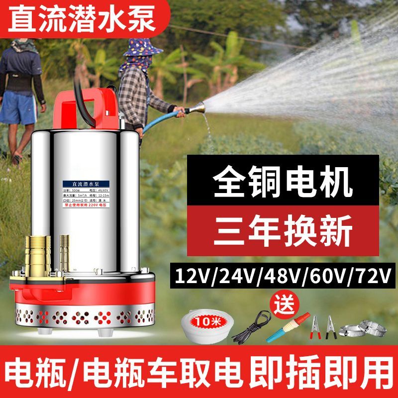【臺灣公司 可開發票】直流潛水泵12V24V48V60V72V家用抽水泵電動車通用型電瓶車潛水泵