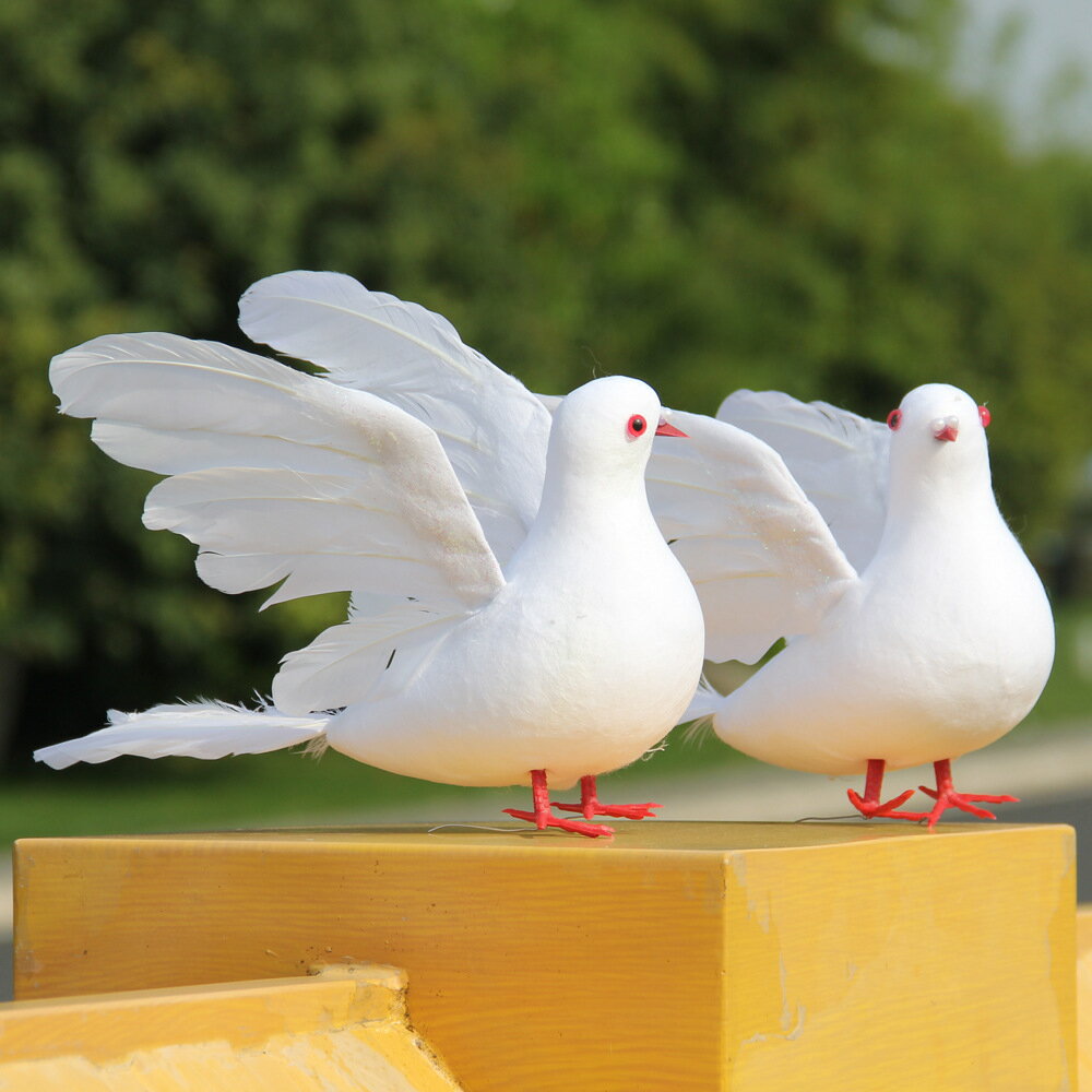 廠家直銷和平鴿仿真白鴿婚慶商場裝飾羽毛鴿子綠植小鳥展翅鴿子