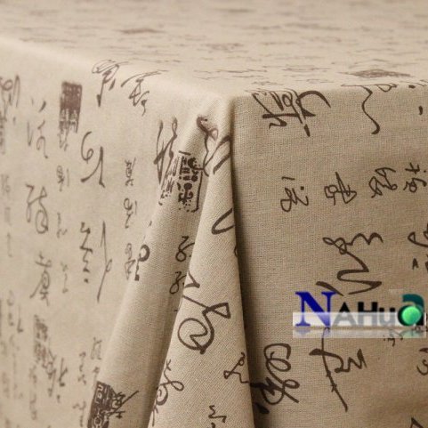 棉麻桌布 中國風書法復古茶幾蓋布 長方形茶桌臺布中式水墨風布藝【不二雜貨】
