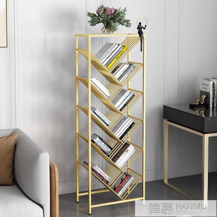鐵藝輕奢多層書架置物架簡易收納簡約落地學生書櫃創意樹形書架子