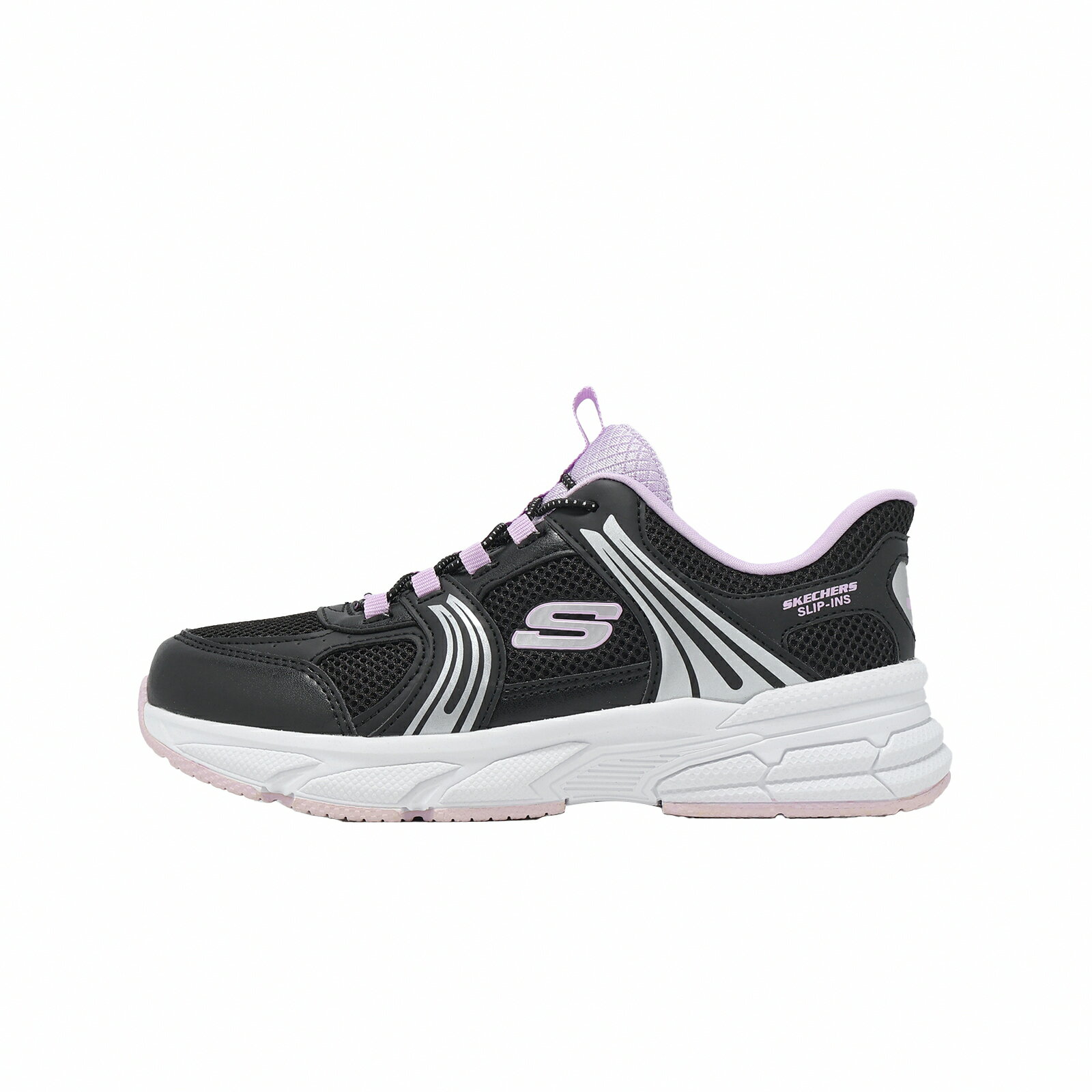 Skechers 休閒鞋 Retro-Graph Slip-Ins 中大童 黑 紫 彈性鞋帶 319078LBKPR