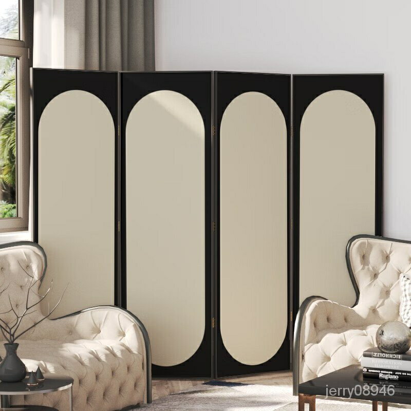 明鯨現代簡約金屬屏風隔斷家用客廳背景裝飾遮擋鋁合金折屏可折疊移動