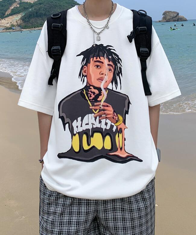 FINDSENSE X 韓潮 男士 街頭時尚 五分袖 創意歐美嘻哈頭像印花 短袖T恤