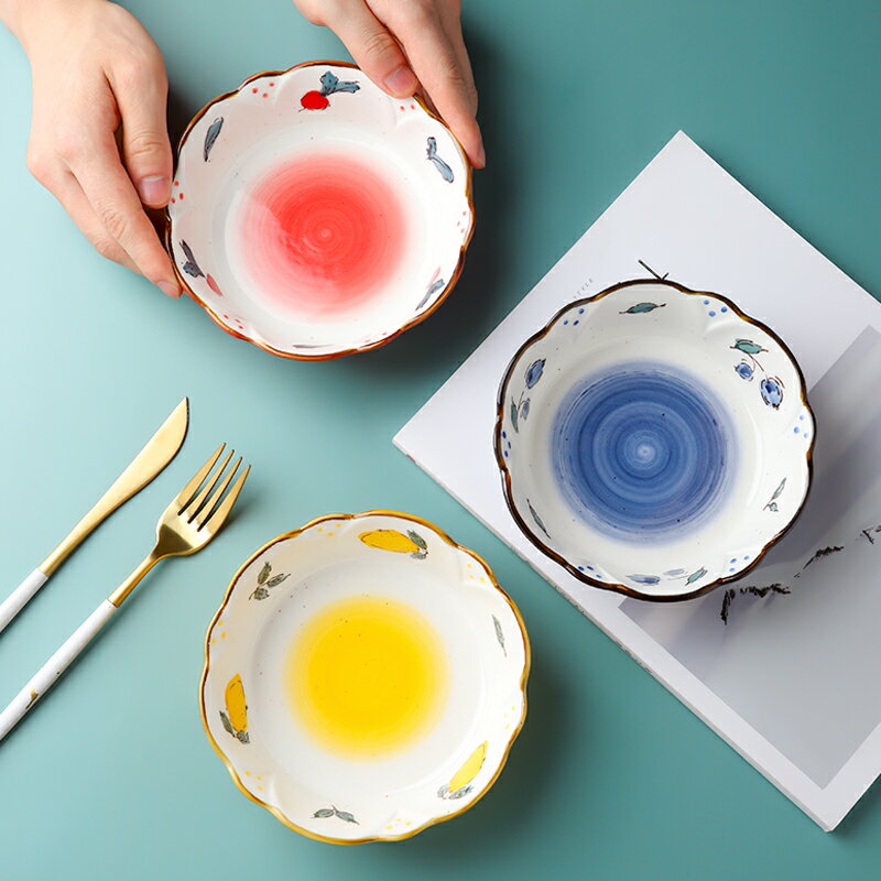 墨色水果沙拉碗可愛家用創意個性陶瓷碗早餐碗燕麥麥片碗小碗單個