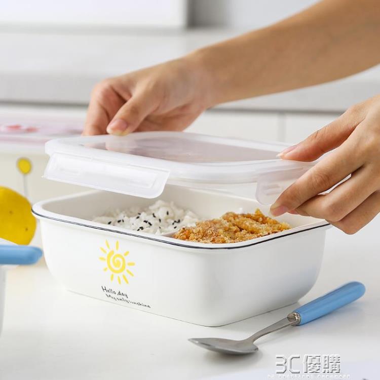 飯盒便當分隔型學生上班族餐盤分格保溫日式陶瓷微波爐餐盒套裝 全館免運