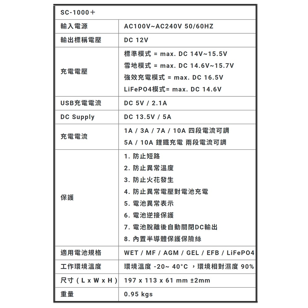 MASHIN麻新電子 智慧型 鉛酸電池充電器 SC-1000 SC-1000+ SC-1000S 7